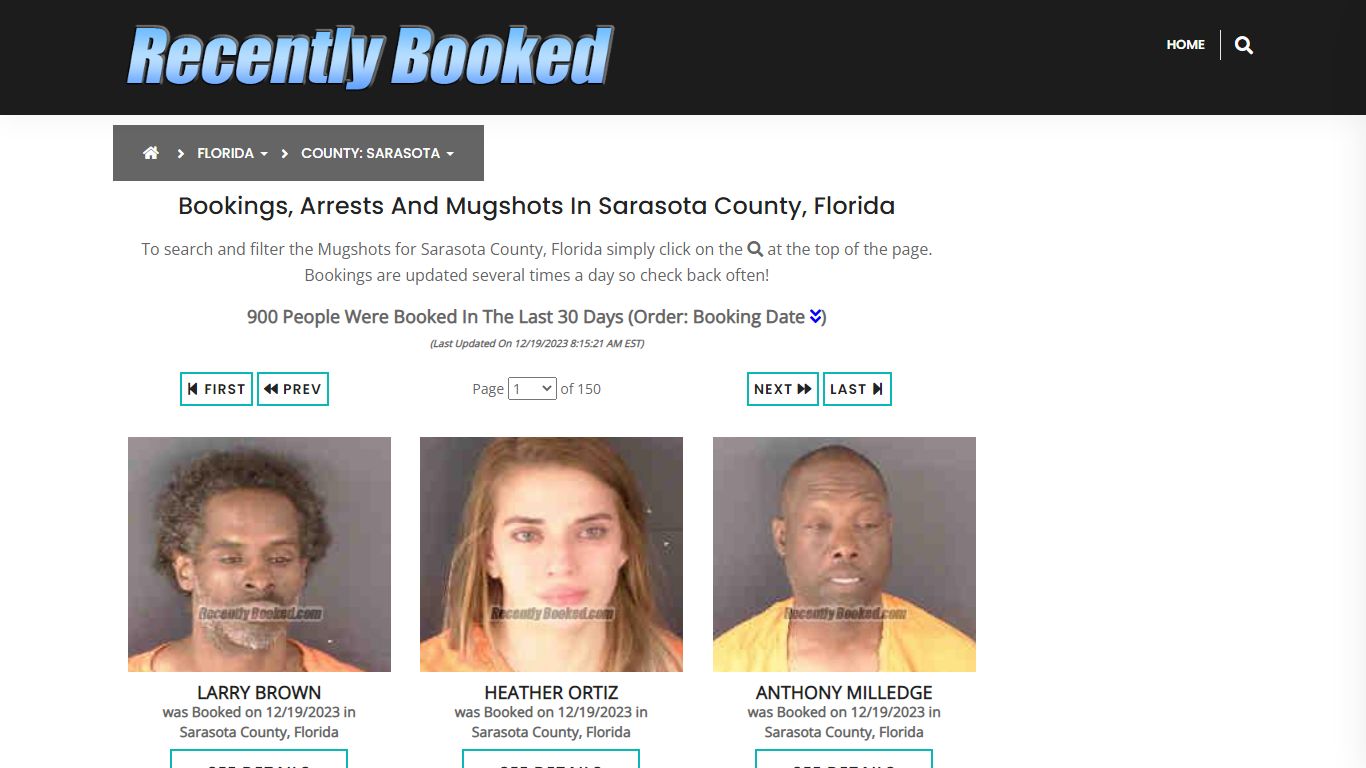 Recent bookings, Arrests, Mugshots in Sarasota County, Florida